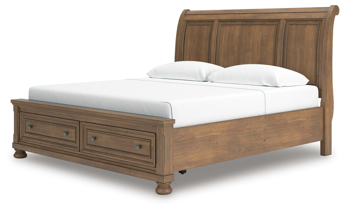 Vandenmore King Storage Sleigh Bed with Mirrored Dresser, Chest and Nightstand
