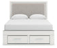Birmonton Queen Upholstered Panel Platform Storage Bed, Dresser, Mirror, Chest and Nightstand