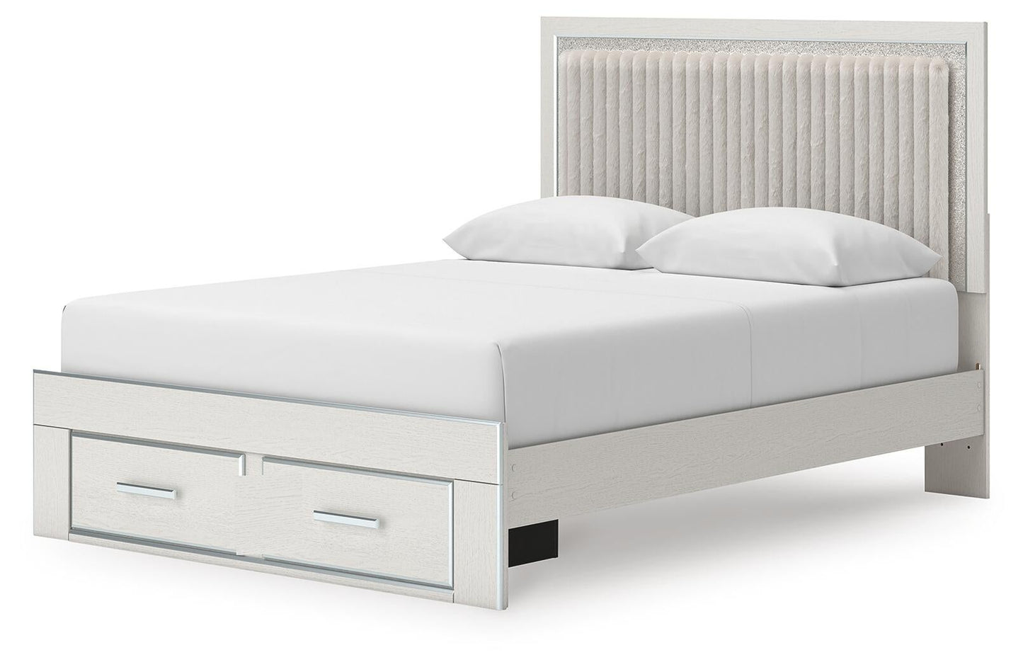 Birmonton Queen Upholstered Panel Platform Storage Bed, Dresser, Mirror, Chest and Nightstand
