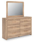 Hollymount King Upholstered Platform Bed, Dresser, Mirror and Nightstand