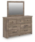 Keithland Queen Poster Bed with Mirrored Dresser