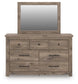 Keithland Queen Poster Bed with Mirrored Dresser