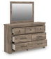 Keithland Queen Poster Bed with Mirrored Dresser