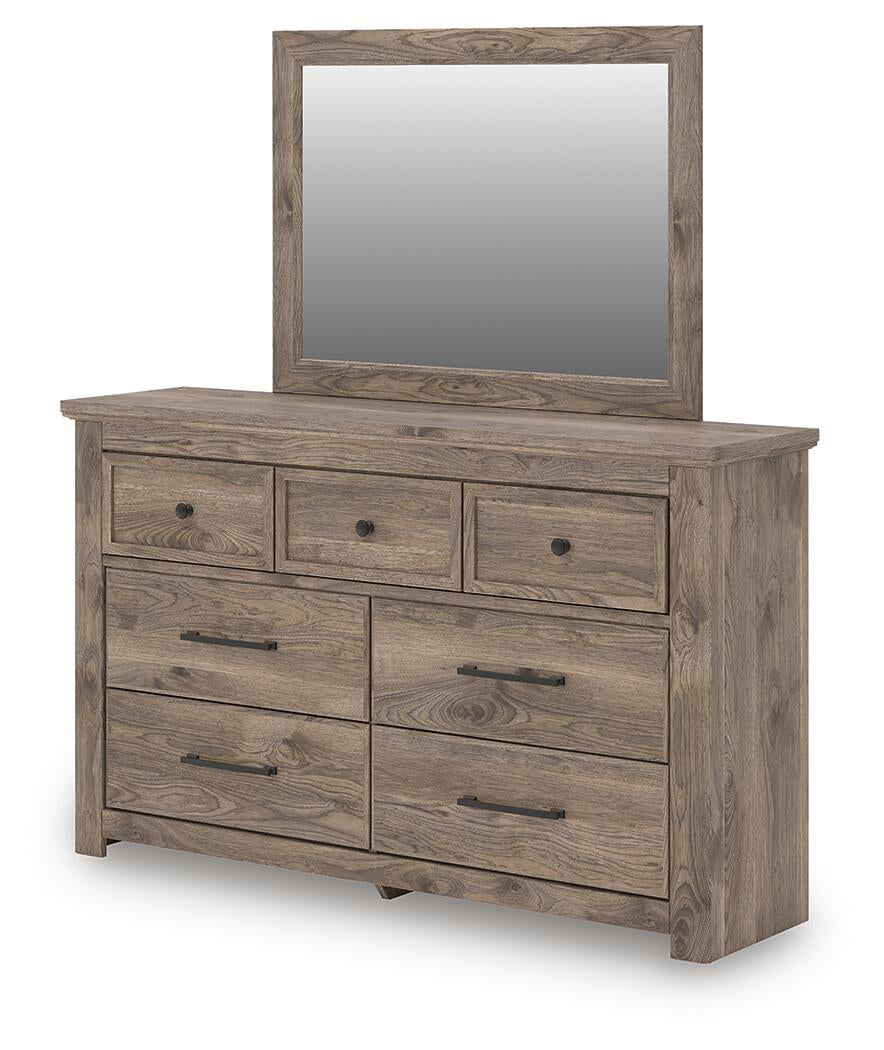 Keithland King Panel Bed with Mirrored Dresser and Nightstand
