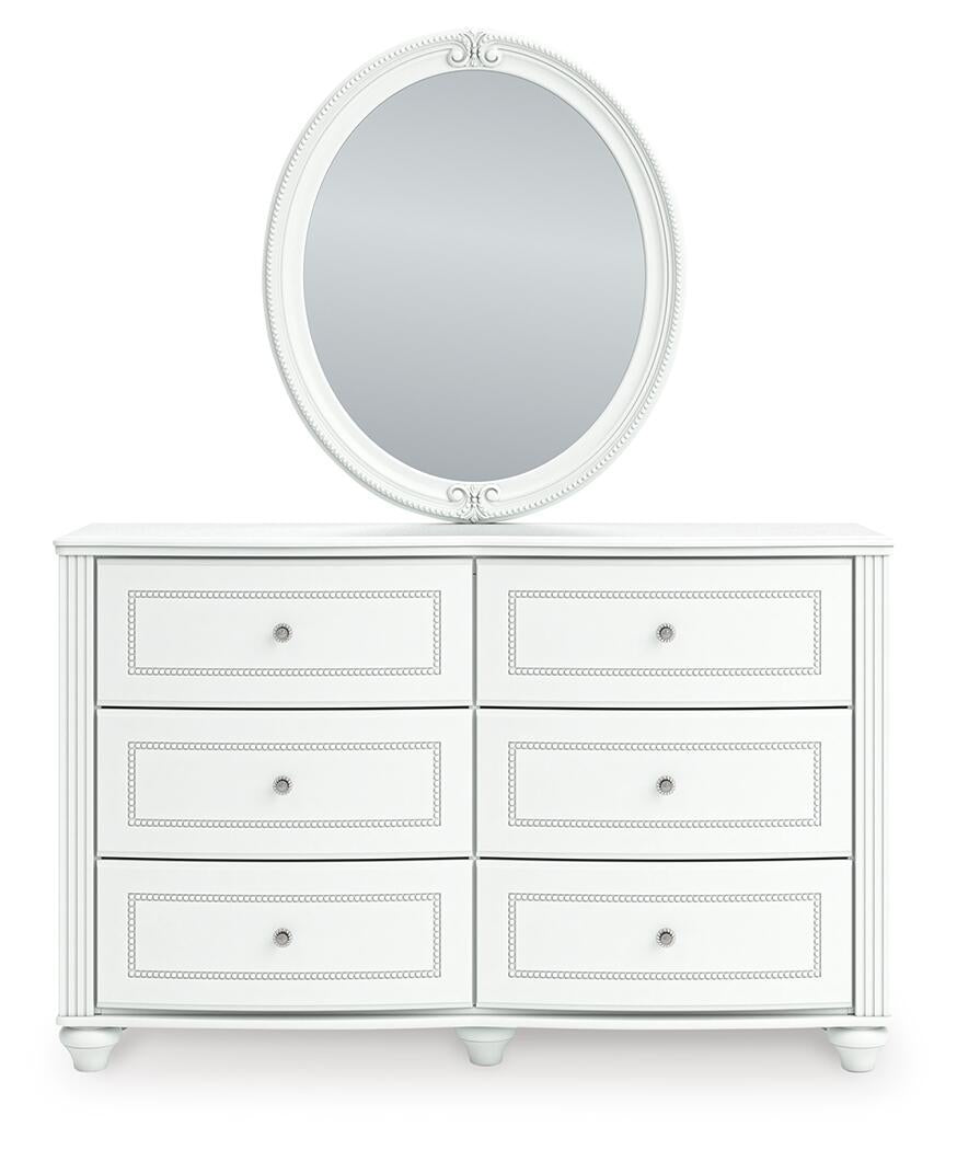 Maylilly Twin Upholstered Panel Storage Bed, Dresser and Mirror