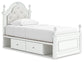 Maylilly Twin Upholstered Panel Storage Bed, Dresser and Mirror