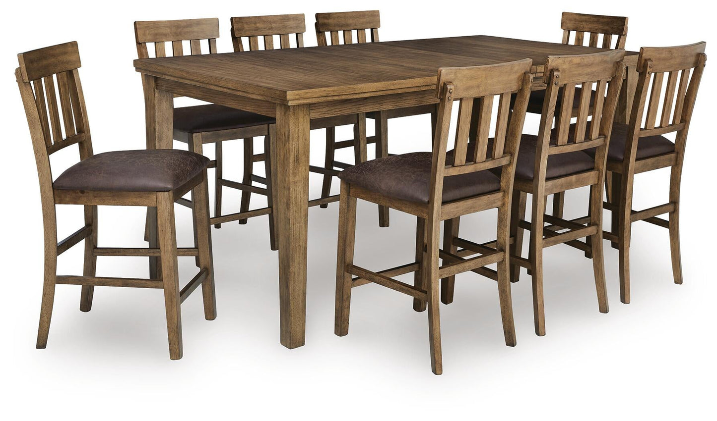Broxtyn Counter Height Dining Table and 8 Barstools