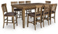 Broxtyn Counter Height Dining Table and 8 Barstools